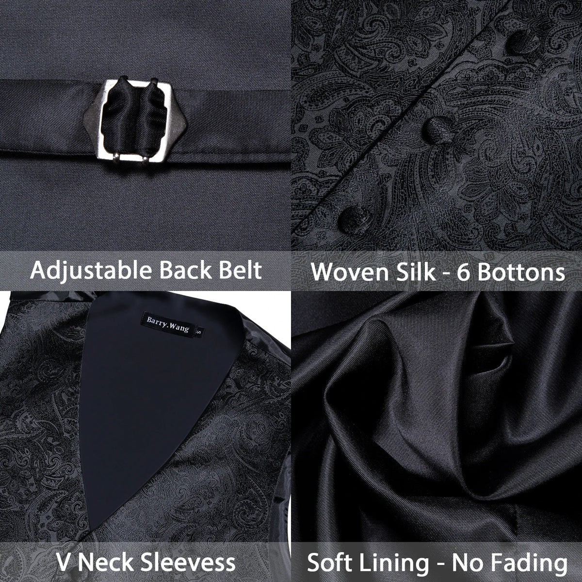 Men's Jacquard Floral V-Neck Suit Vest & Matching Tie Set, Formal Fit Waistcoat for Wedding, Prom, Business Party