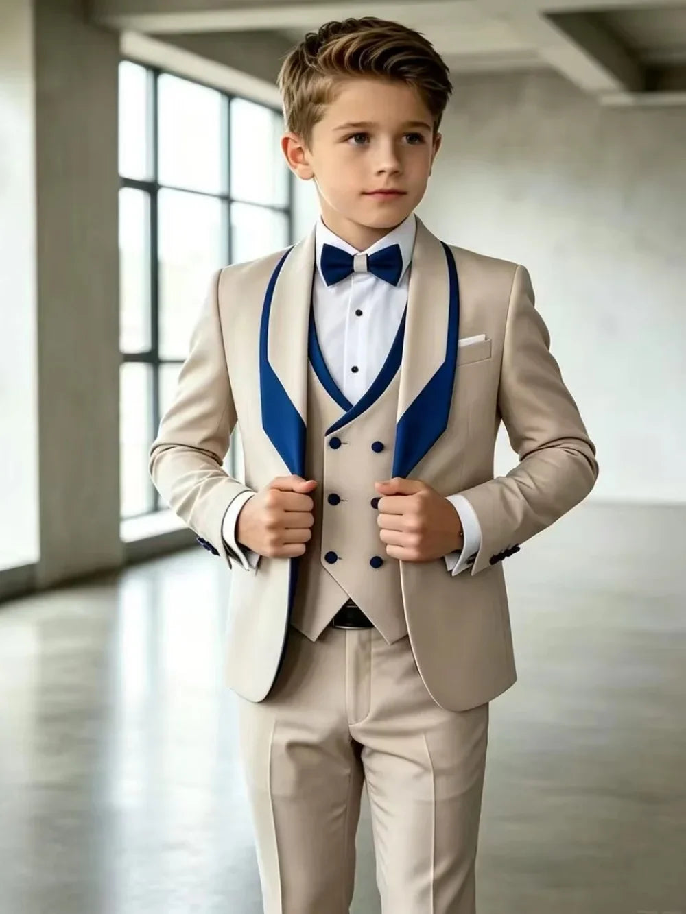 Flower Boys Wedding Tuxedo 3 Pieces Jacket Vest Pants High Quality Kids Slim Fit Suit Set Piano Performance Wear 2-20T
