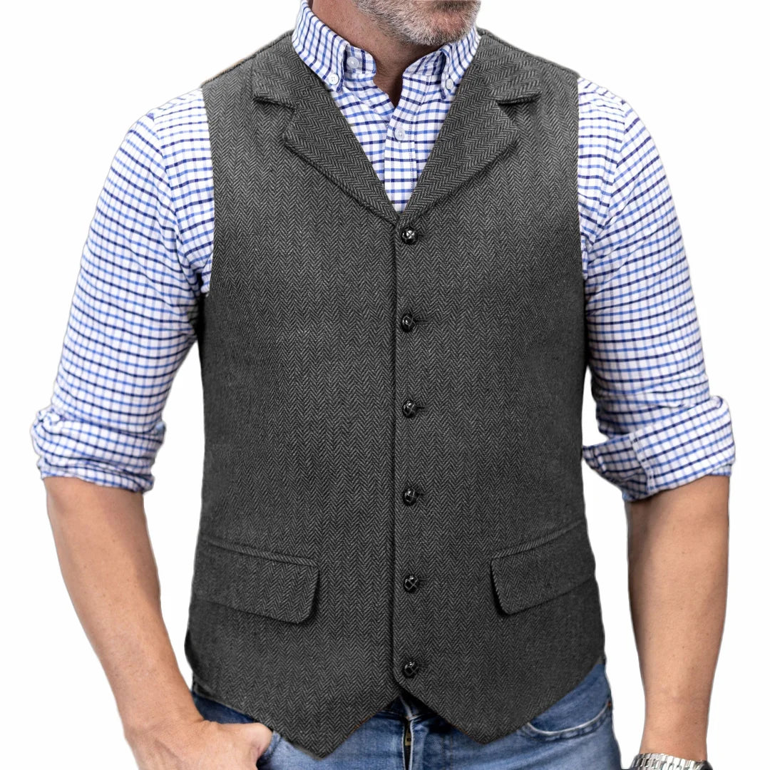 Men's Formal Vest | Single Breasted Lapel Waistcoat for Weddings & Business