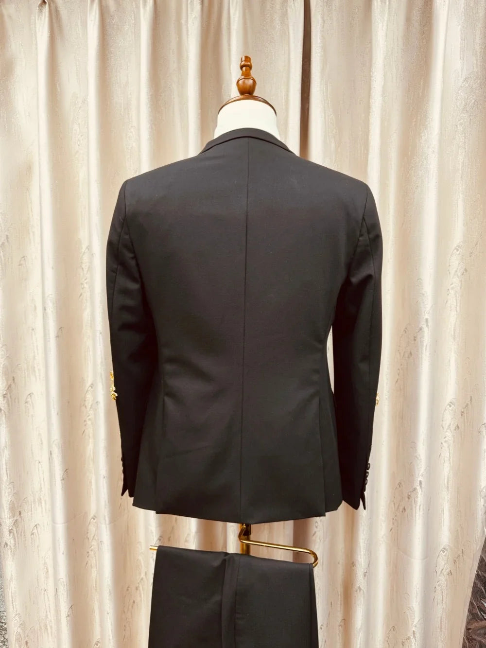 Men's Golden Embroidery Suit Set 2 Pieces Party Prom Wear Double Breasted Man Suits Wedding Groom Sets Handsome Tuxedo S-3XL