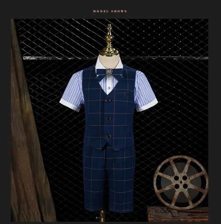 Flower Boys Wedding Suit Children Birhtday Photograph Dress Kids Fromal Blazer Set School Child Graduation Performance Costume