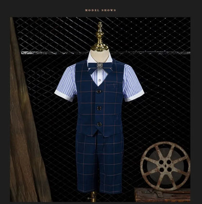 Flower Boys Wedding Suit Children Birhtday Photograph Dress Kids Fromal Blazer Set School Child Graduation Performance Costume