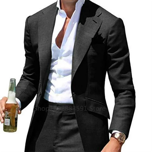 New Party Suits for Men 2026 Groom Tuxedos Slim Fit Groomsmen 2 Pieces Wedding Suits Classic Clothing Male Suit Blazer+Pant