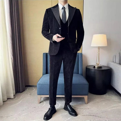 Men's Slim Fit 3-Piece Suit – Smart Casual & Wedding Formal Set