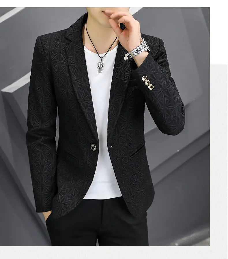 Men's Slim Fit Stand Collar Blazer | Smart Casual Single Breasted Jacket for Men | White, Black & Khaki