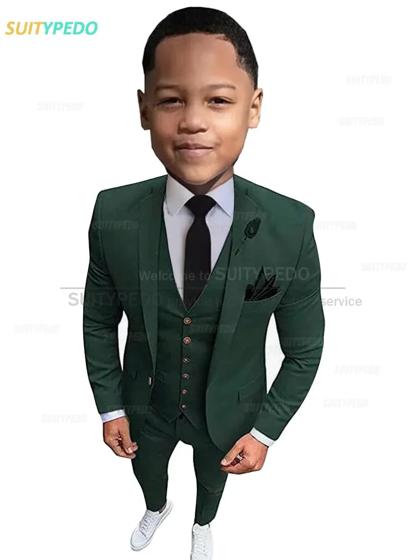 New Fashion Boys Suits Children Birthday Formal Outfit Blazer Vest Pants 3 Pieces School Activity Chorus Performance Costume