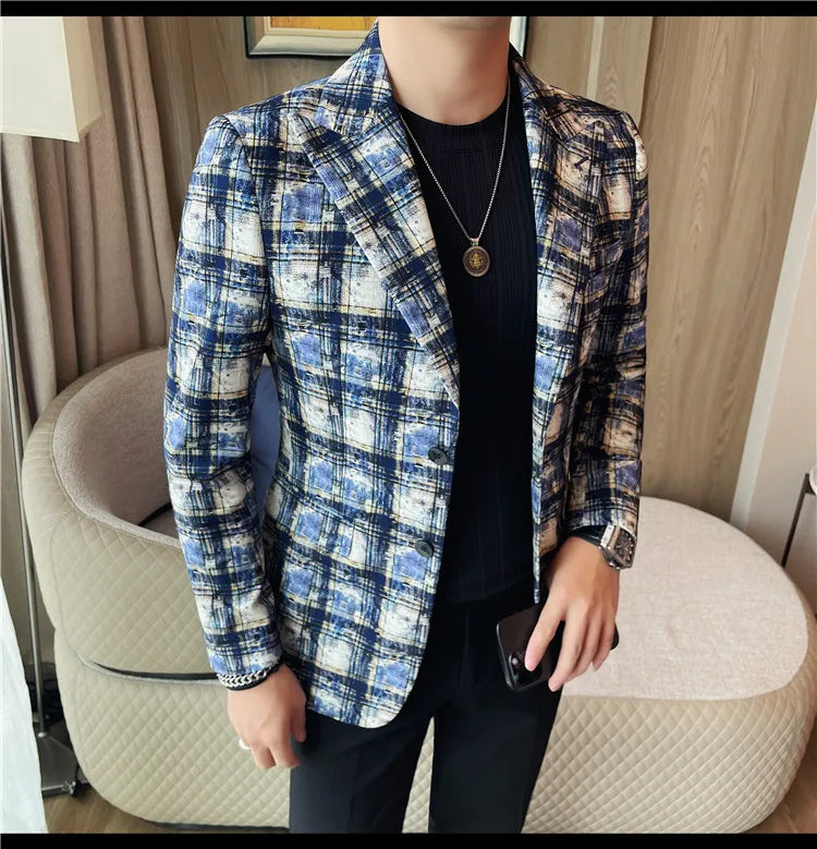 Autumn Winter Casual Suit Jackets Men's Korean Trendy Slim Handsome Wedding Business Blazer Streetwear Social Daily Dress Coat