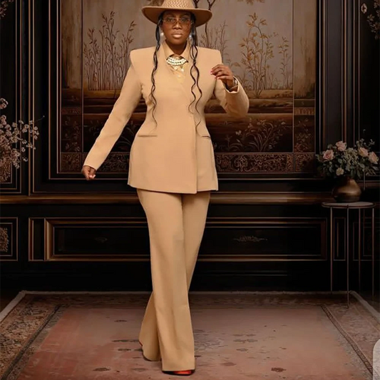 Custom Made Women Blazer Suit V-Neck Slim Fit 2 Pieces Solid Colot Elegant Lady Office Business Wedding Guest Formal Outfit