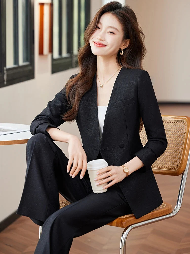 Fashionable business women's suit, high-quality two-piece pants + blazer. Unique temperament, comfortable and stylish