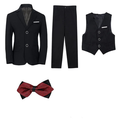 Kids Boys White Blazer Vest Pants 3PCS Set Children Baptism Wedding Prom Suit Baby Boy Elegant Dress Teenager Party Costume