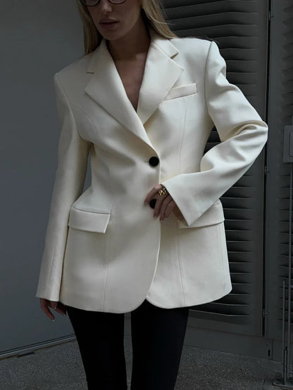 Women's Autumn Winter Slim Waist Chic Blazer Coats Office Ladies Double Breasted Fashion Suits Jacket Women Clothing