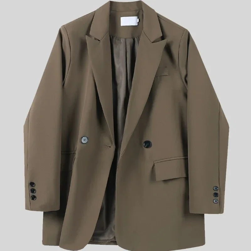 Clothes Jacket Brown Over Coats for Women Black Blazer Woman Dress Outerwears Loose Long Solid on Promotion Sale 2025 Autumn New