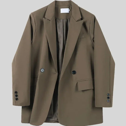 Clothes Jacket Brown Over Coats for Women Black Blazer Woman Dress Outerwears Loose Long Solid on Promotion Sale 2025 Autumn New