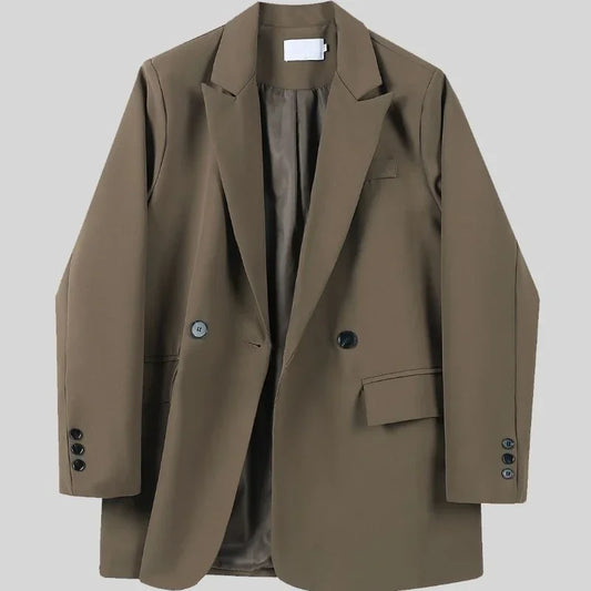 Clothes Jacket Brown Over Coats for Women Black Blazer Woman Dress Outerwears Loose Long Solid on Promotion Sale 2025 Autumn New