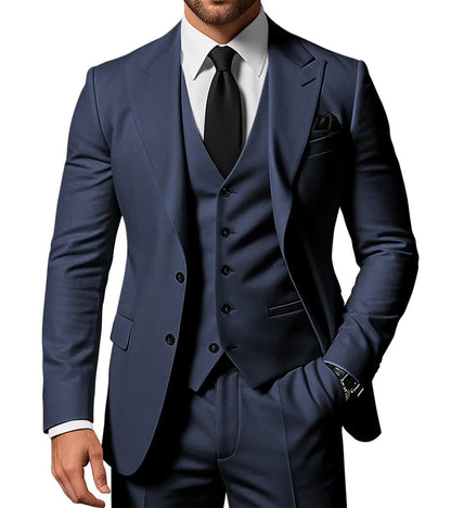 Costume de Mariage Homme Formel Solide - Marié, Garçon d'Honneur, Fête, Bal, Affaires, Bureau - Ensemble 3 Pièces : Blazer, Gilet, Pantalon