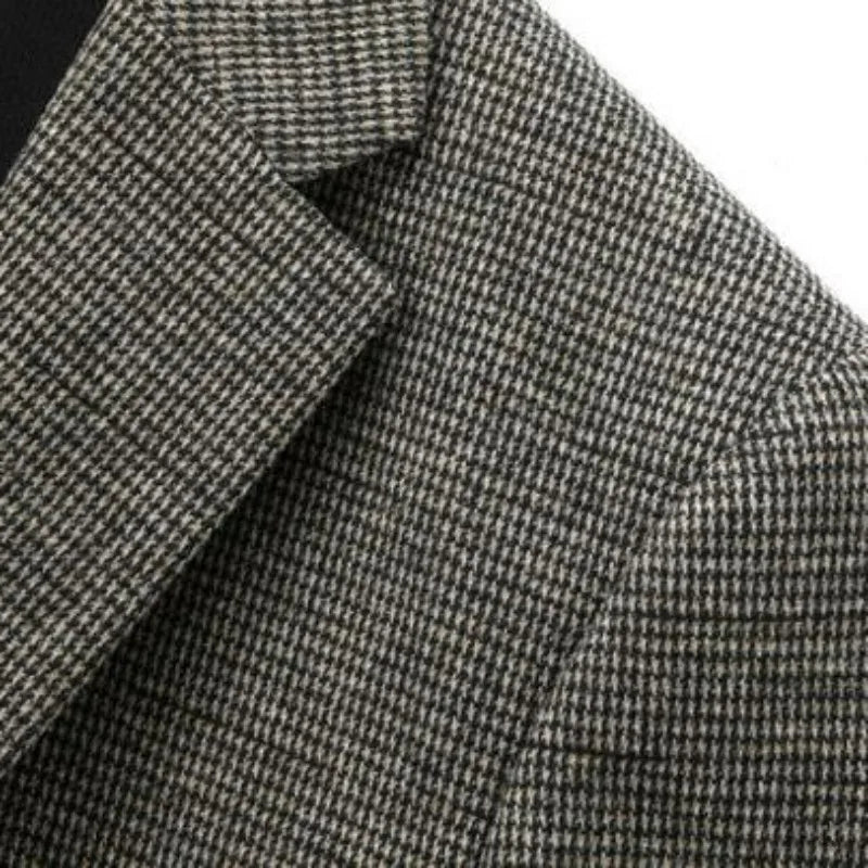 Man Suit Coat Vintage Patchwork Single-breasted Men Blazer Slim Long Sleeve Pocket Male Business Casual Outerwear