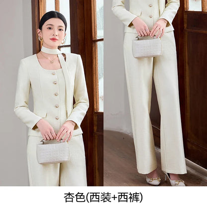 Fashionable professional women's two-piece trousers + suit jacket, exquisite elegant, 2025 autumn winter new style