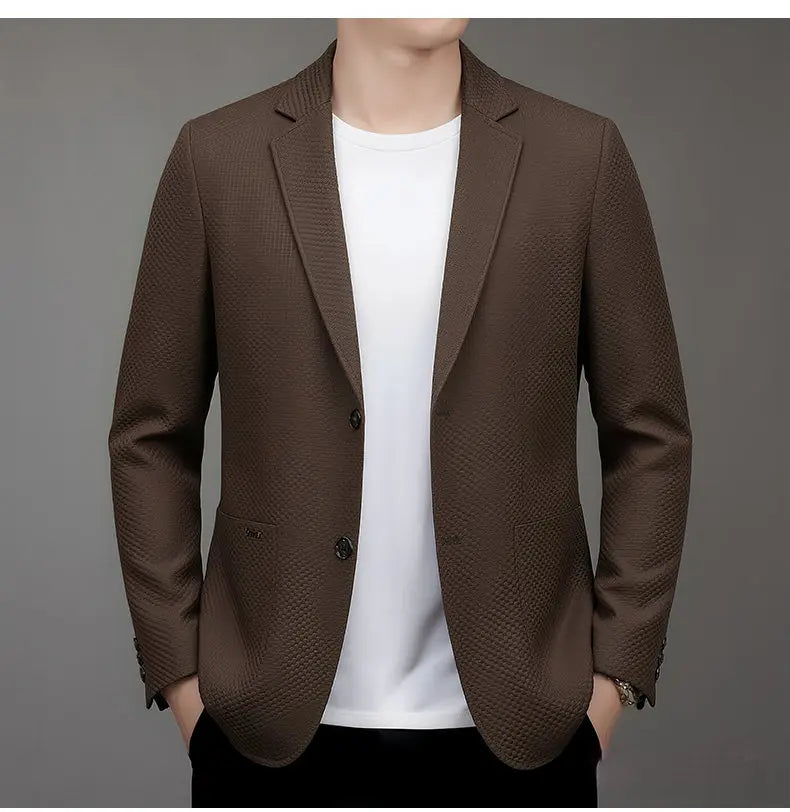 Men's Slim Fit Plaid Blazer for Weddings, Business & Casual Wear – Single Breasted