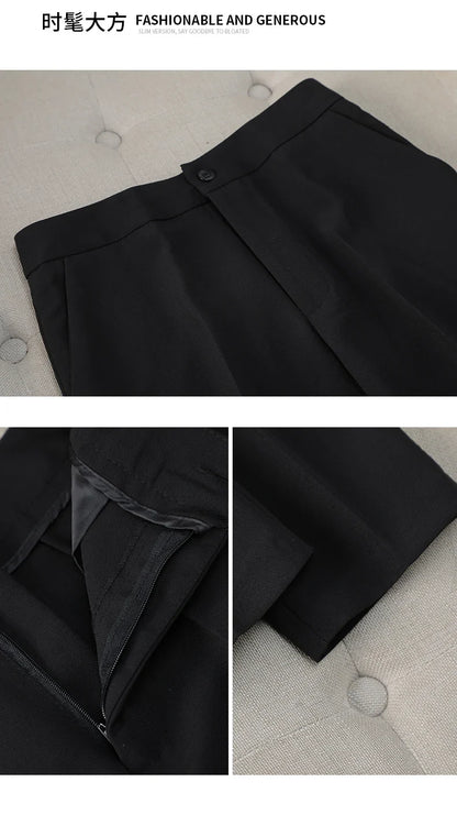 Autumn New Women's Pants Suit 2 Piece Clothing Set Elegant Chic Color Block Blazer Jacket and Trousers Sets Red Formal Work