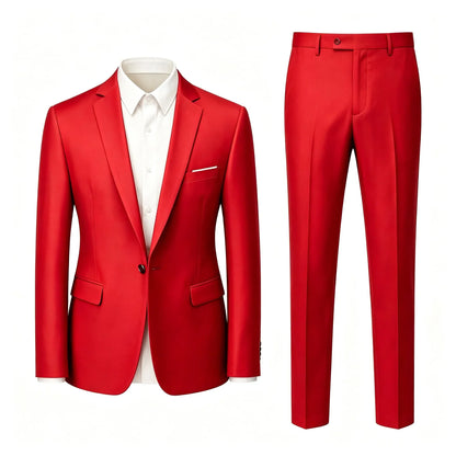 Men's Suit Set Wedding Elegant High Quality Blazer Pants Slim Fit Wrinkle Resistant Business Formal Breathable Durable