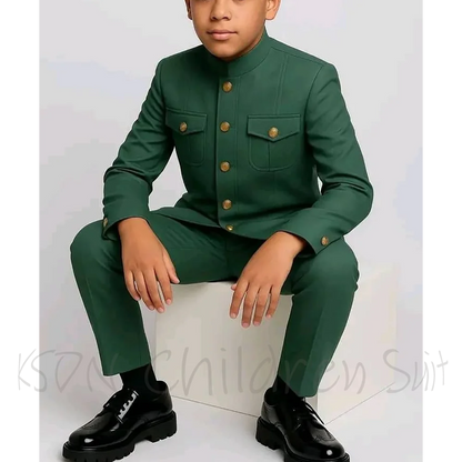 Boy Child Costume Stylish Stand Collar Single Breasted Children's Clothing Two Pieces Jacket Pants Evening Party Prom Boys Suit
