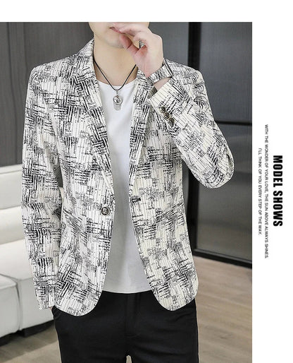 Men's Blazer Fashionable Casual Business Gentleman Outdoor Trendy Checkered Banquet Versatile and Slimming Korean Version Blazer