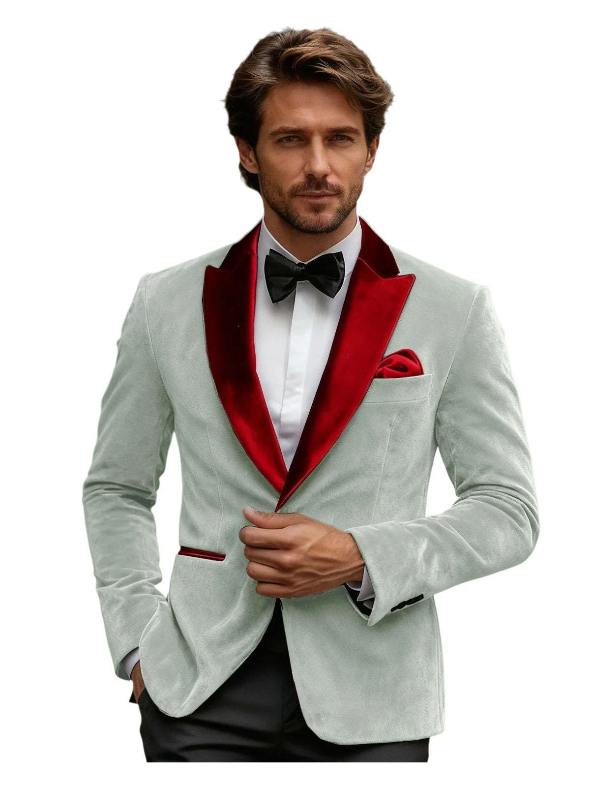 Luxury Burgundy Velvet Men's Blazer Suits Single Breasted Black Shawl Lapel Slim Fit Men Sport Coats Formal Wedding Groom Jacket