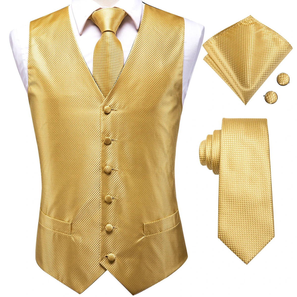 Men's Floral Paisley Vest and Tie Set – Formal Waistcoat with Necktie and Pocket Square for Weddings and Business Events