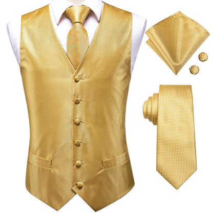 Men's Floral Paisley Vest and Tie Set – Formal Waistcoat with Necktie and Pocket Square for Weddings and Business Events