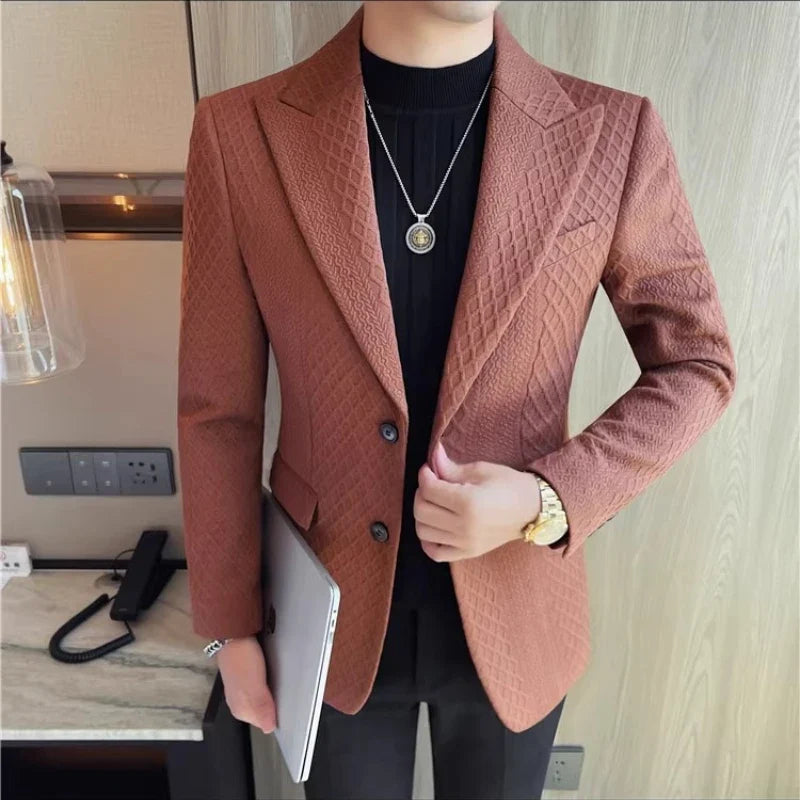 Autumn Winter Single Breasted Wedding Suit Jacket for Men Business Casual Slim Fit Blazers Banquet Party Social Suit Jackets