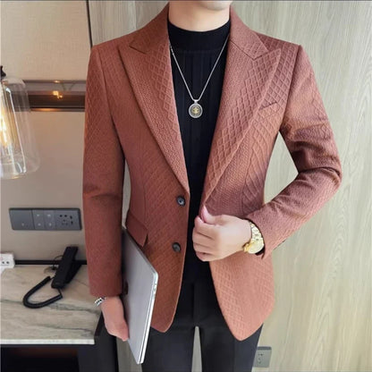 Autumn Winter Single Breasted Wedding Suit Jacket for Men Business Casual Slim Fit Blazers Banquet Party Social Suit Jackets