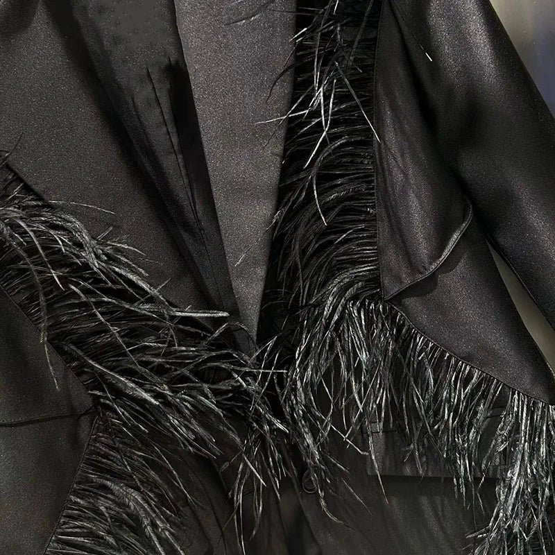 Spring Autumn New Women's Blazer Notched Collar Niche Design Patchwork Tassel Elegant Fashion Dark Trend Ins Jacket HK15185