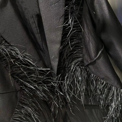 Spring Autumn New Women's Blazer Notched Collar Niche Design Patchwork Tassel Elegant Fashion Dark Trend Ins Jacket HK15185