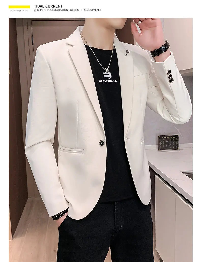 Blazer Outdoor Men's Velvet Fashion Business Korean-style Travel Wedding Solid Color Slimming Casual High Formal Wear Blazer