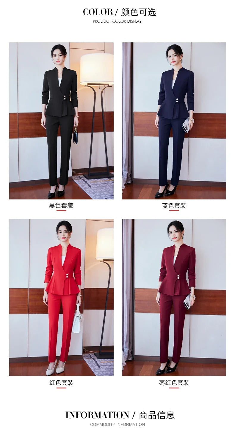 Long-Sleeved Suit for Women, Elegant Jacket and Trousers, Business and Work Uniform, Office Ladies, Special Fashion, 2025