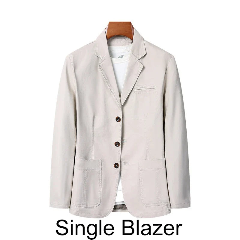 Blazer Man Retro Turn Down Collar Single-breasted Men Suit Coat Loose Pocket Long Sleeve Versatile Male Casual Outerwear
