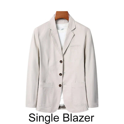 Blazer Man Retro Turn Down Collar Single-breasted Men Suit Coat Loose Pocket Long Sleeve Versatile Male Casual Outerwear