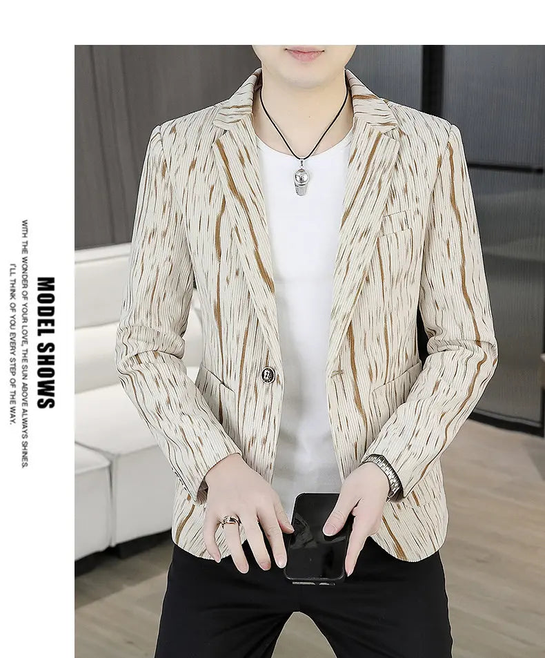 Blazer Men's Fashion Outdoor Travel Gentleman Wedding Slimming Business Versatile Trendy Casual Korean-style Formal Wear Blazer