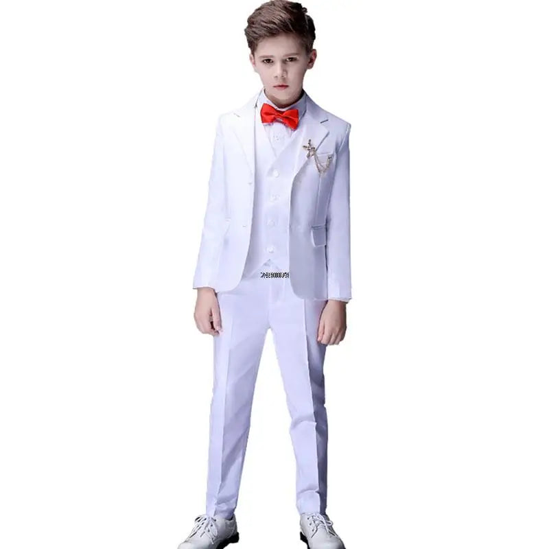 Boys Formal Suit Set White Single Breasted Kids Wedding Tuxedo