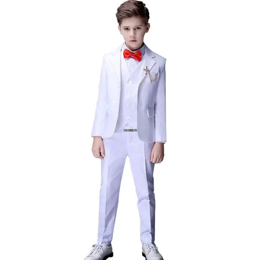 Boys Formal Suit Set White Single Breasted Kids Wedding Tuxedo