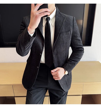 New Chinese Style Stand Collar Fashion Casual Suit Jacket Autumn Winter New Slim Fit Business Formal Social Prom Party Tuxedos