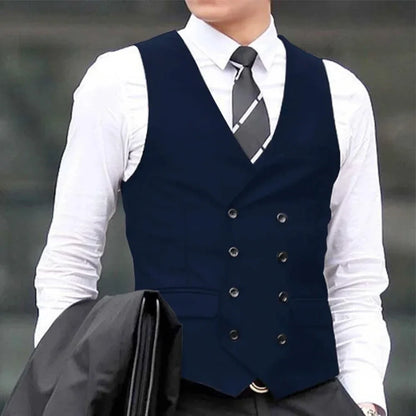 Men's Suit Vest Double Breasted Waistcoat for Wedding Business Formal Occasions