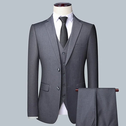 Men's Formal Business Suit – Blazer, Vest & Trousers 2 or 3 Piece Set
