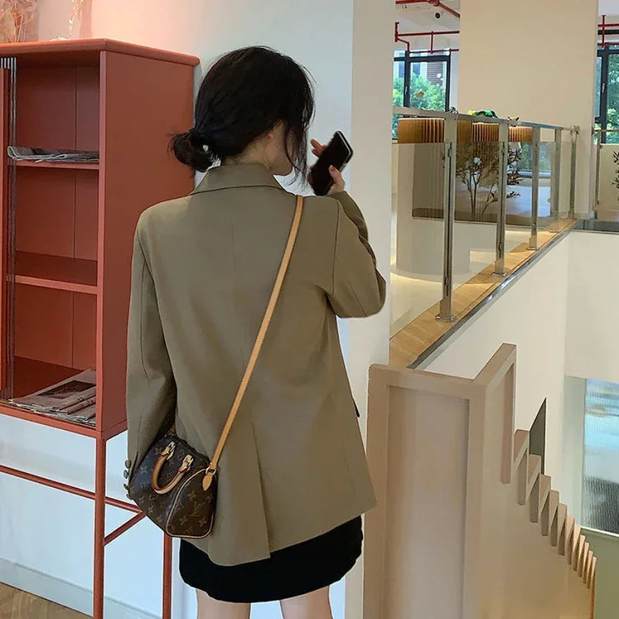 Women's Slim Fit Long Sleeve Blazer Elegant Office Blazer Casual Korean Fashion Street Trend Spring Autumn New