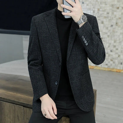 M-8XL Blazer Men's Business Gentleman Korean Wedding Fashion Trend, Slim Fit, Versatile, High-end Casual, Woolen Blazer