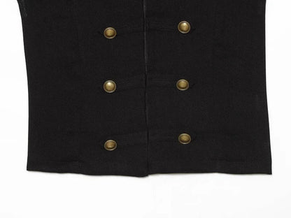 Button Up Vest Tops For Women Sleeveless Office Wear Khaki Crop Black Top Slim Fit Casual Waistcoat Top Zip Up Women’s Tops