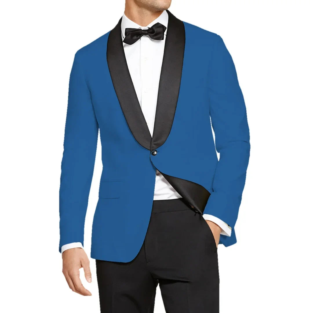 Men Suit 2 Pieces White With Black Lapel Single Button For Wedding Banquet Birthday Party Prom Business Work Jacket With Pants