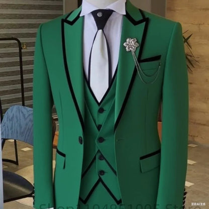 Costume 3 pièces ajusté pour homme avec blazer, gilet et pantalon, pour mariage ou soirée, smoking de luxe