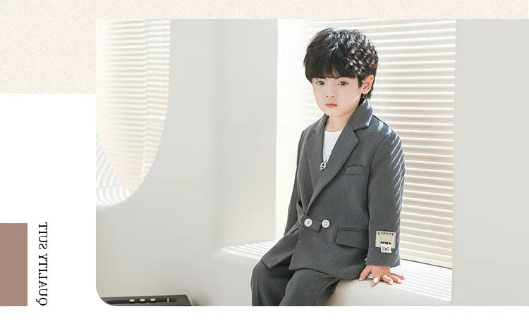 Boys Double Breasted Blazer Jack Vest Pants Children Suit Waistcoat Wedding Clothes Set Toddler Formal Dress Kids Tuxedos Outfit