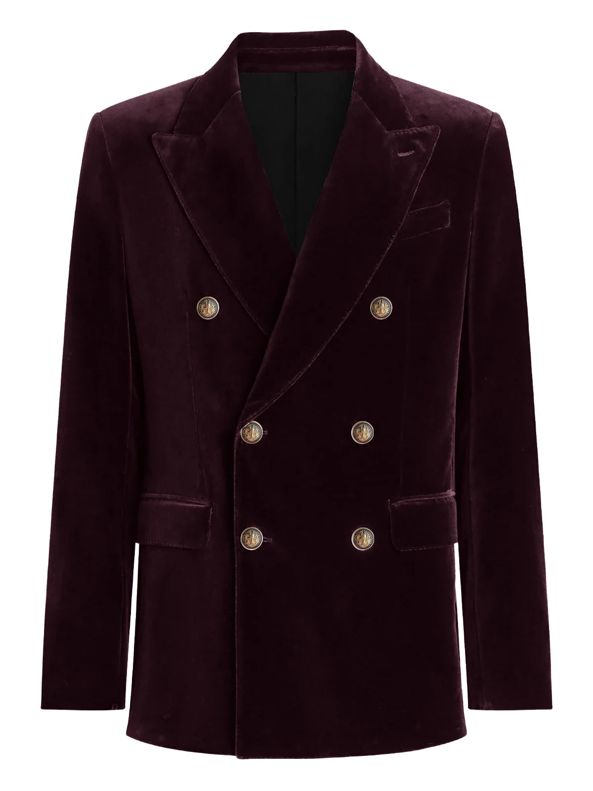 Burgundy Velvet Blazer for Men with Double Breasted Dinner Jacket Elegant Casual Slim Fit Suit Coat 2026 New